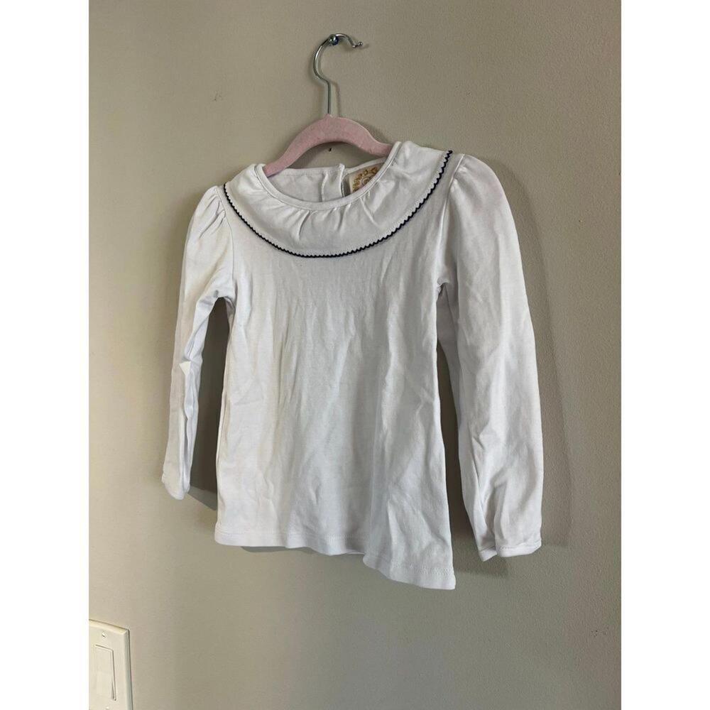 THE BEAUFORT BONNET COMPANY WHITE KNIT KNIT LS SHIRT WITH PICOT STITCHING 4T